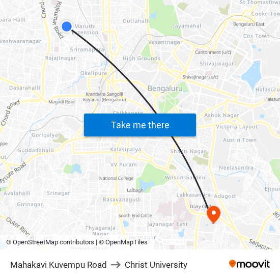 Mahakavi Kuvempu Road to Christ University map