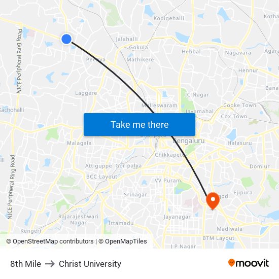 8th Mile to Christ University map