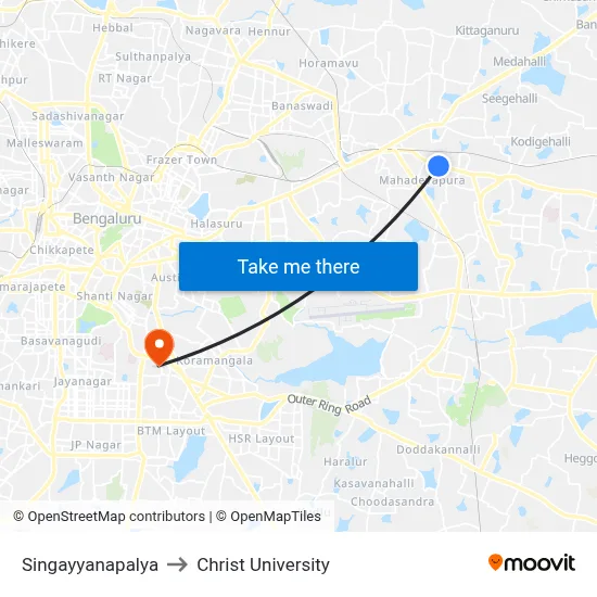Singayyanapalya to Christ University map