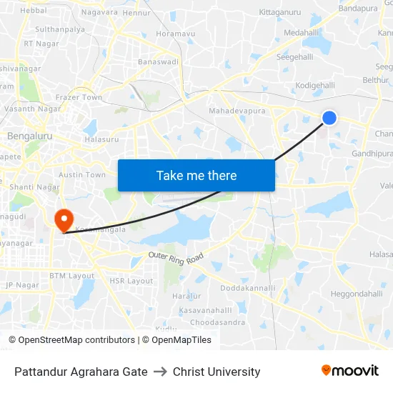 Pattandur Agrahara Gate to Christ University map