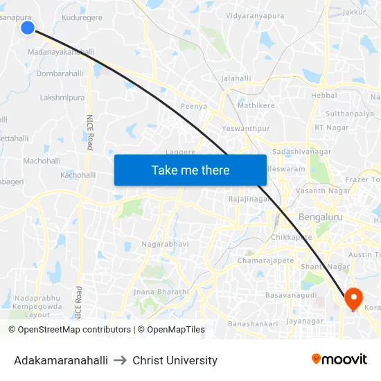 Adakamaranahalli to Christ University map