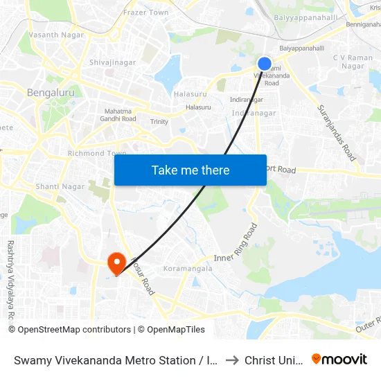 Swamy Vivekananda Metro Station / Isolation Hospital to Christ University map