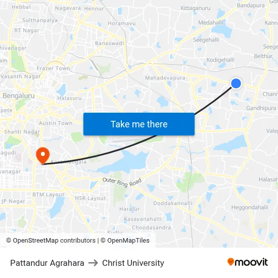 Pattandur Agrahara to Christ University map