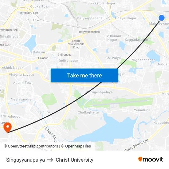 Singayyanapalya to Christ University map