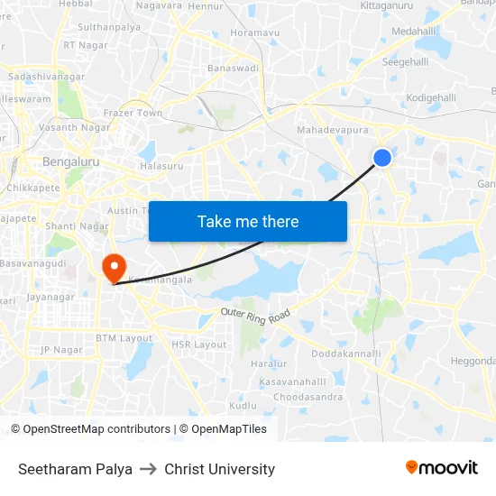 Seetharam Palya to Christ University map