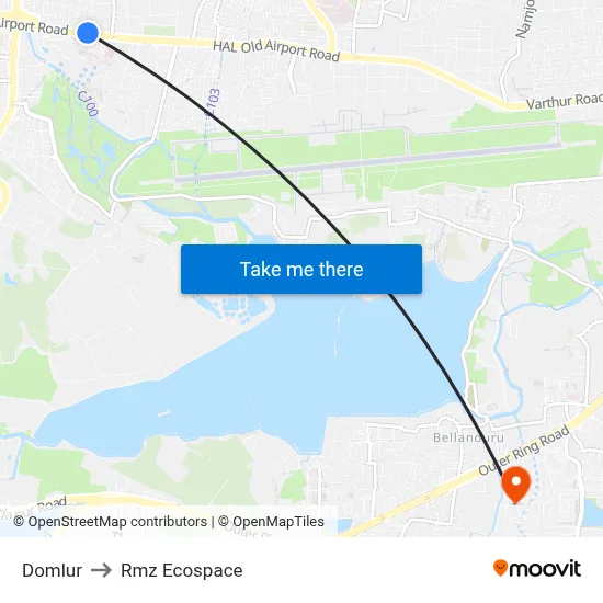Domlur to Rmz Ecospace map