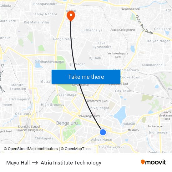 Mayo Hall to Atria Institute Technology map