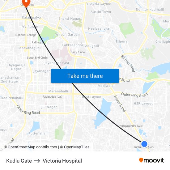 Kudlu Gate to Victoria Hospital map