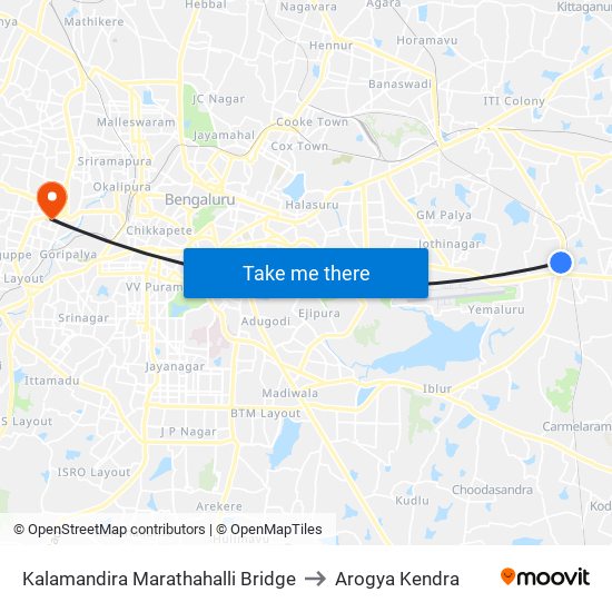 Kalamandira  Marathahalli Bridge to Arogya Kendra map