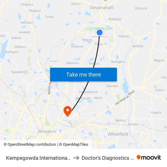 Kempegowda International Airport to Doctor's Diagnostics Centre map