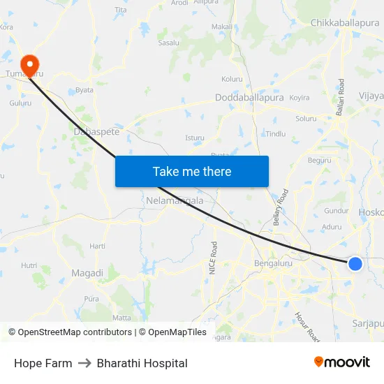 Hope Farm to Bharathi Hospital map