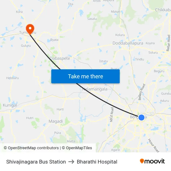 Shivajinagara Bus Station to Bharathi Hospital map