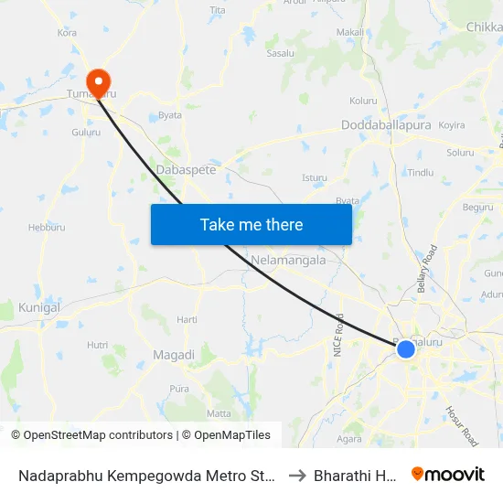 Nadaprabhu Kempegowda Metro Station, Majestic to Bharathi Hospital map
