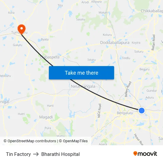 Tin Factory to Bharathi Hospital map