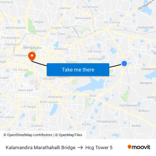 Kalamandira  Marathahalli Bridge to Hcg Tower 5 map