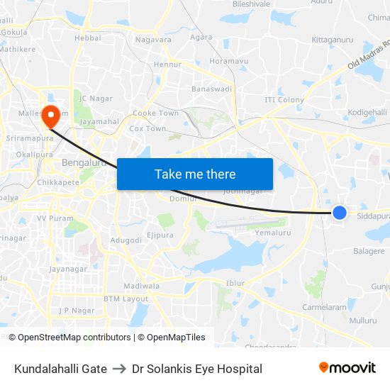 Kundalahalli Gate to Dr Solankis Eye Hospital map