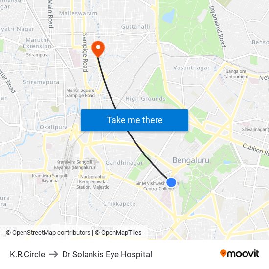 K.R.Circle to Dr Solankis Eye Hospital map