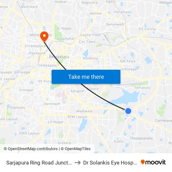 Sarjapura Ring Road Junction to Dr Solankis Eye Hospital map