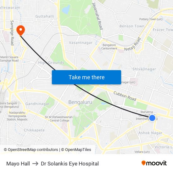 Mayo Hall to Dr Solankis Eye Hospital map