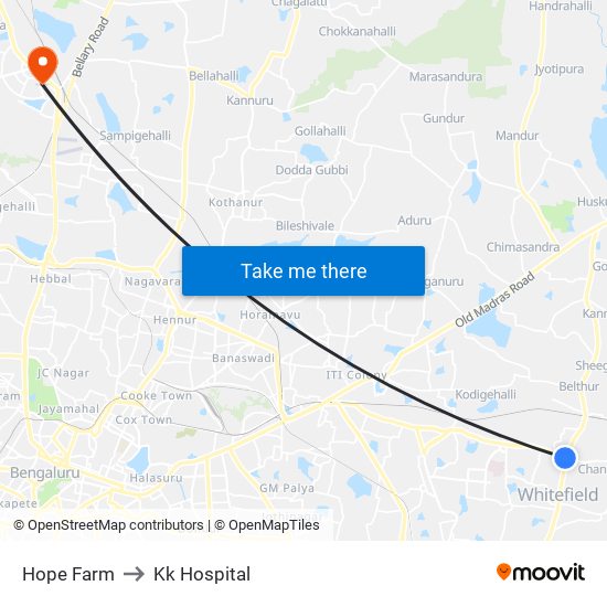 Hope Farm to Kk Hospital map