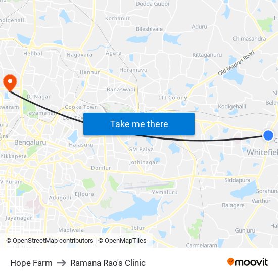 Hope Farm to Ramana Rao's Clinic map