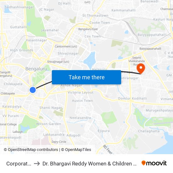 Corporation to Dr. Bhargavi Reddy Women & Children Hospital map