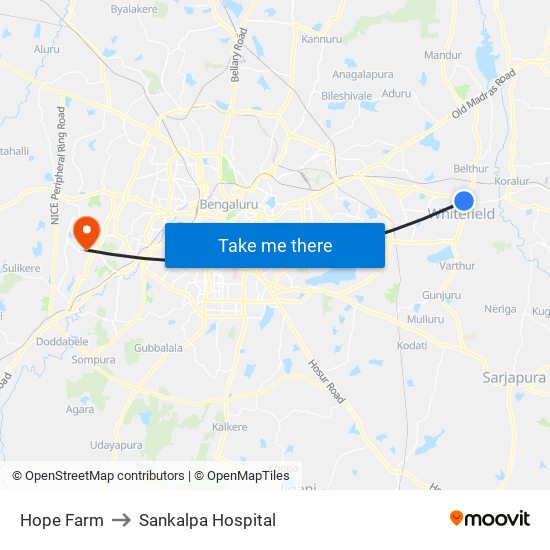 Hope Farm to Sankalpa Hospital map