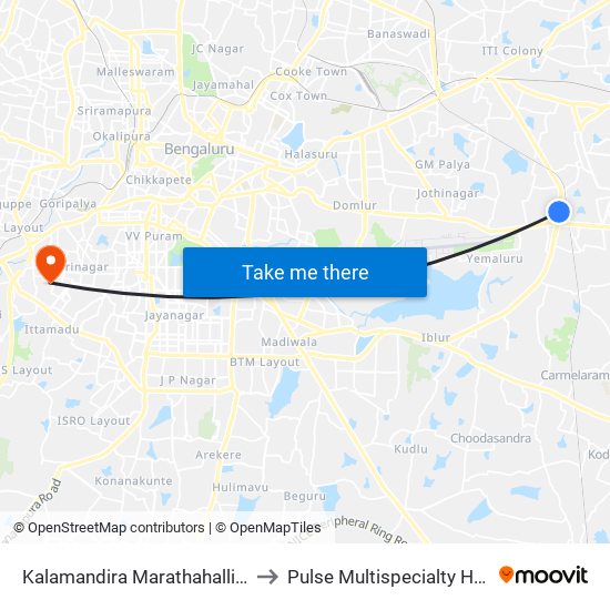 Kalamandira  Marathahalli Bridge to Pulse Multispecialty Hospital map