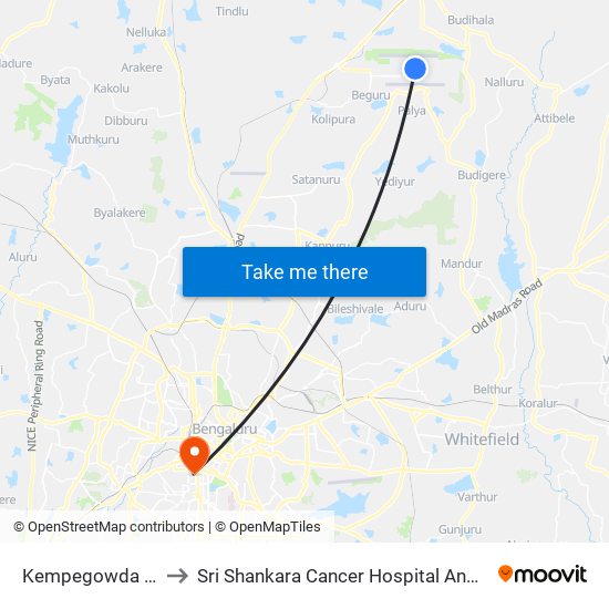 Kempegowda International Airport to Sri Shankara Cancer Hospital And Research Centre (A Service Unit Of Sscf) map