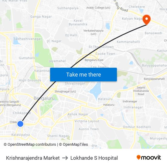 Krishnarajendra Market to Lokhande S Hospital map
