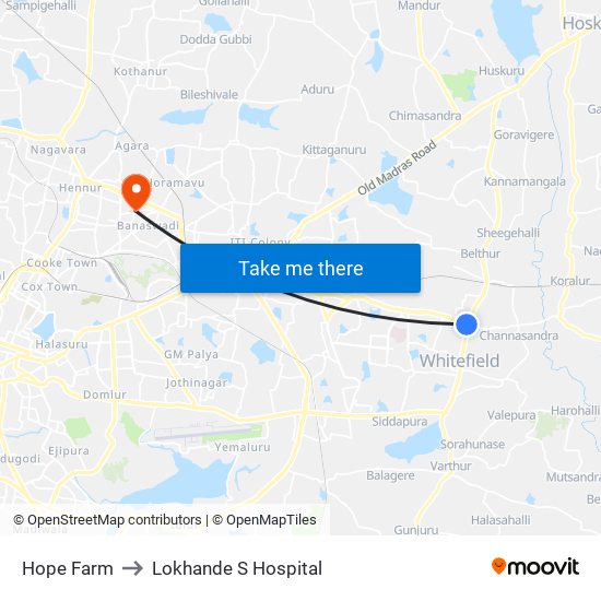 Hope Farm to Lokhande S Hospital map