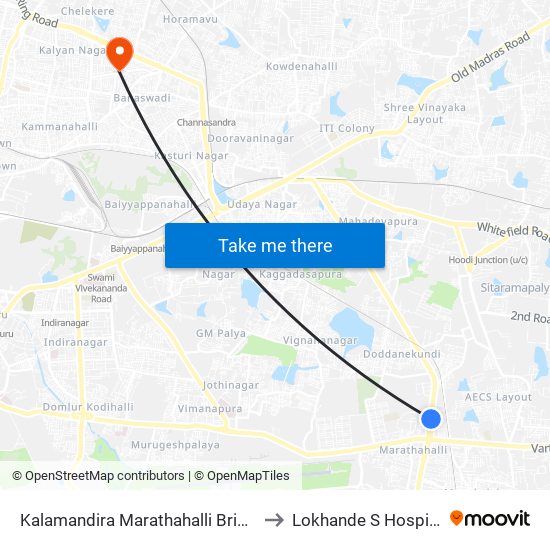 Kalamandira  Marathahalli Bridge to Lokhande S Hospital map