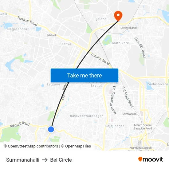 Summanahalli to Bel Circle map