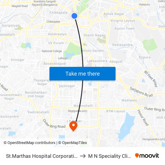 St.Marthas Hospital Corporation to M N Speciality Clinic map