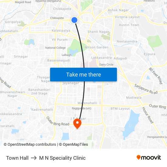 Town Hall to M N Speciality Clinic map