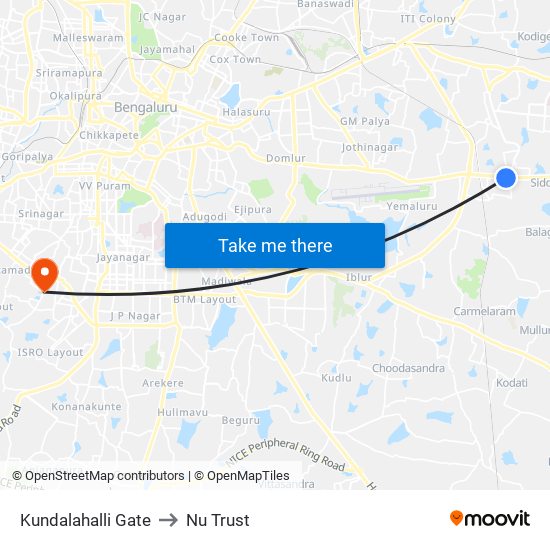 Kundalahalli Gate to Nu Trust map