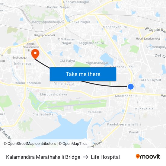 Kalamandira  Marathahalli Bridge to Life Hospital map