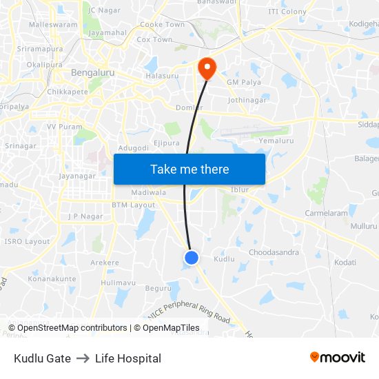 Kudlu Gate to Life Hospital map