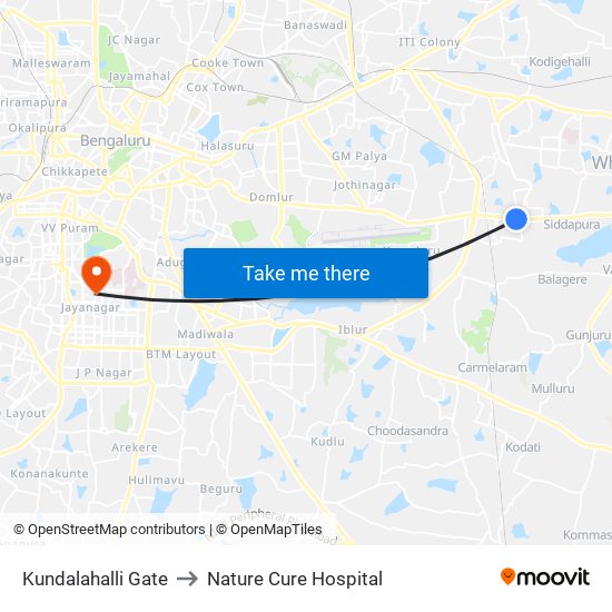 Kundalahalli Gate to Nature Cure Hospital map