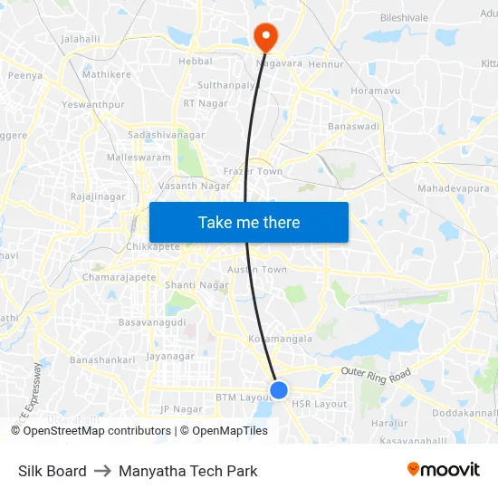 Silk Board to Manyatha Tech Park map