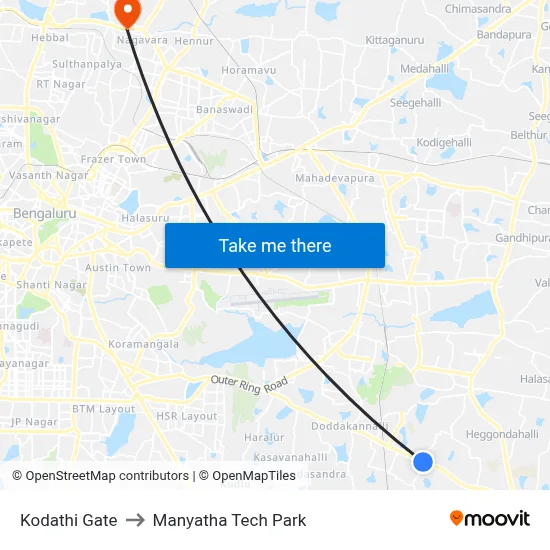Kodathi Gate to Manyatha Tech Park map