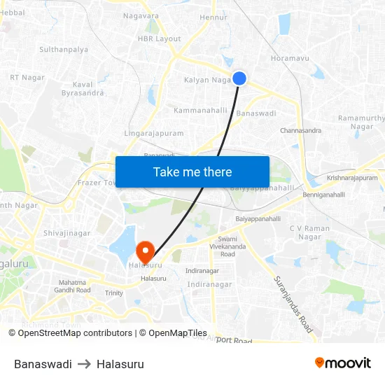 बनशवाड़ी to हलासुरु map