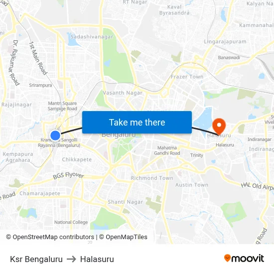 Ksr Bengaluru to Halasuru map