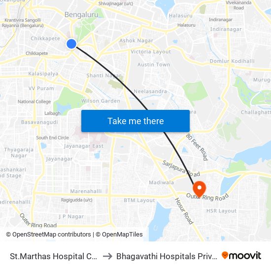 St.Marthas Hospital Corporation to Bhagavathi Hospitals Private Limited map