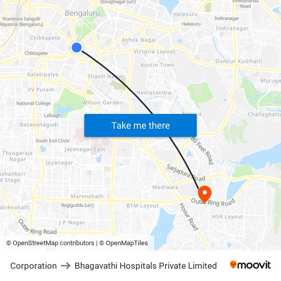 Corporation to Bhagavathi Hospitals Private Limited map