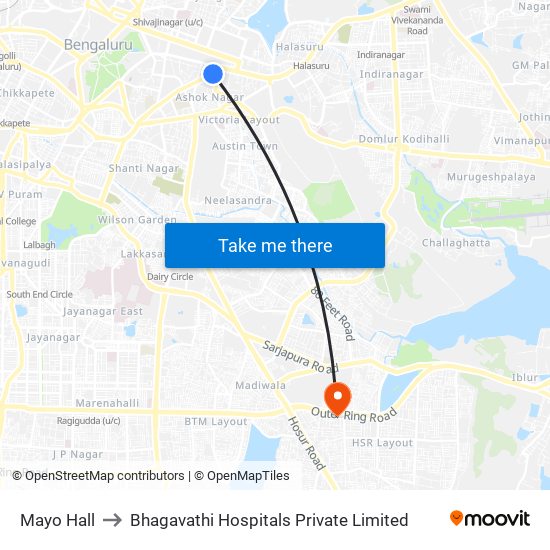 Mayo Hall to Bhagavathi Hospitals Private Limited map