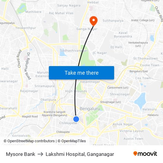 Mysore Bank to Lakshmi Hospital, Ganganagar map