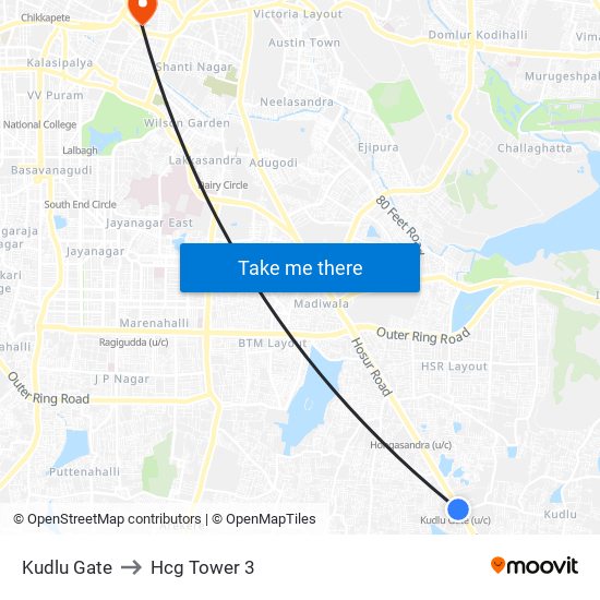 Kudlu Gate to Hcg Tower 3 map