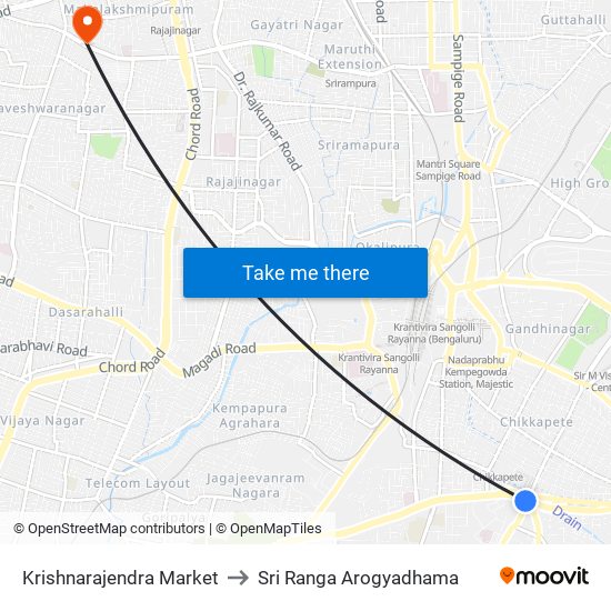Krishnarajendra Market to Sri Ranga Arogyadhama map