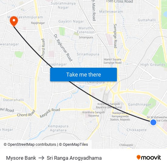Mysore Bank to Sri Ranga Arogyadhama map